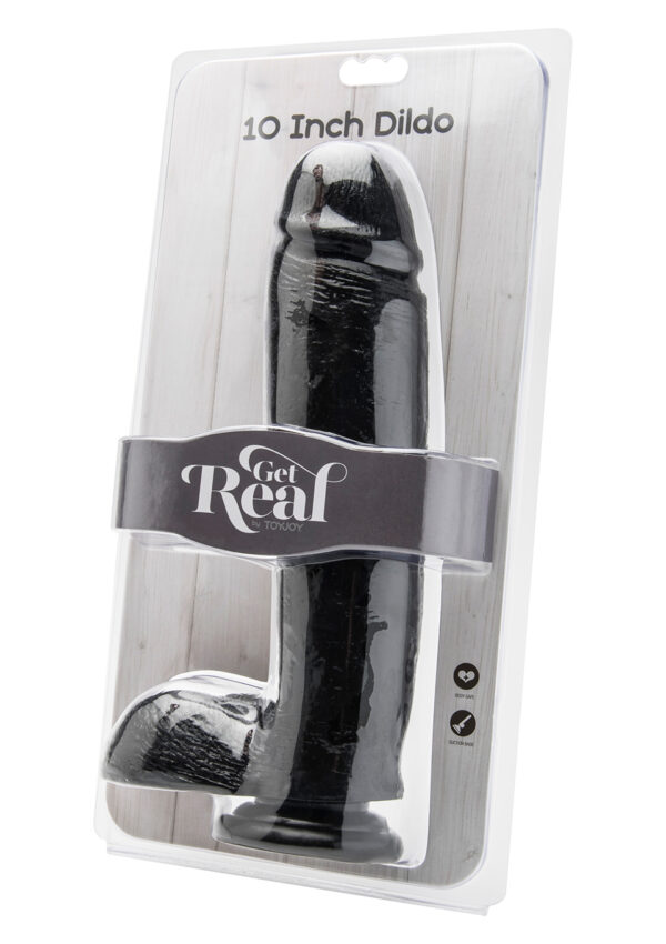 Dildo 10 inch with Balls Black - obrazek 2