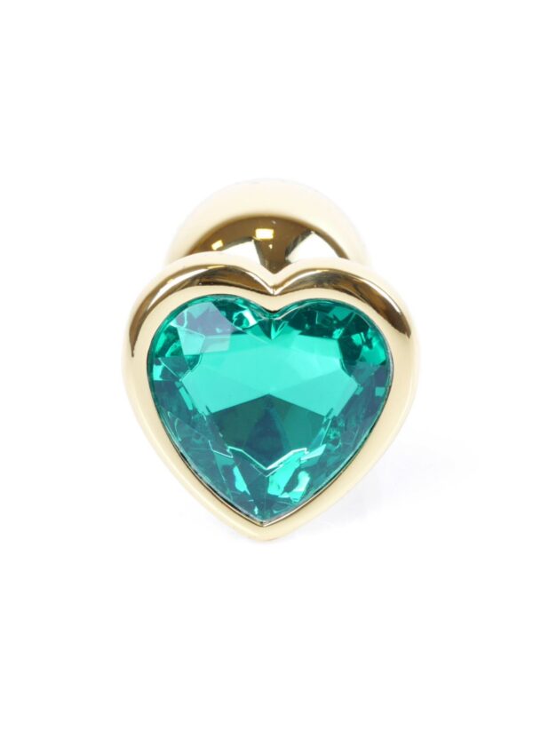 Plug Jewellery Gold  Heart PLUG  Green - obrazek 2
