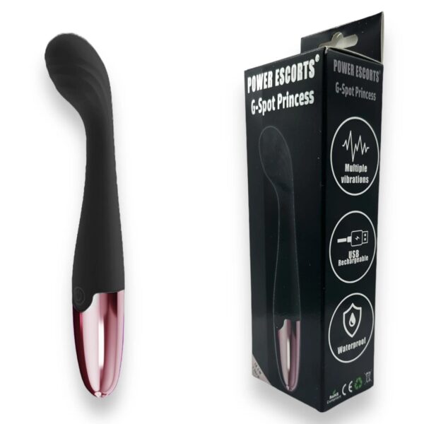 Power Escorts   Black   G Spot Princess Black   18 Cm / 7 Inch Silicone G Spot Vibrator - obrazek 2