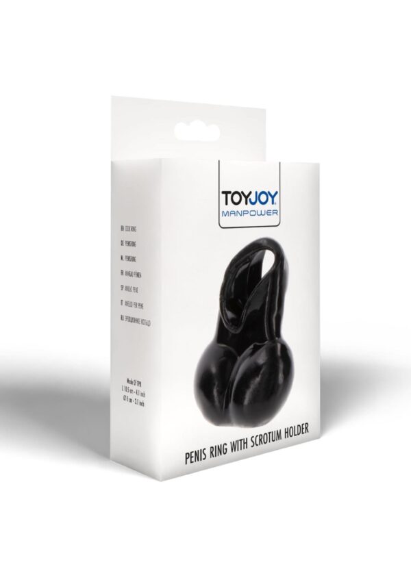 Penis Ring and Scrotum Holder Black - obrazek 2