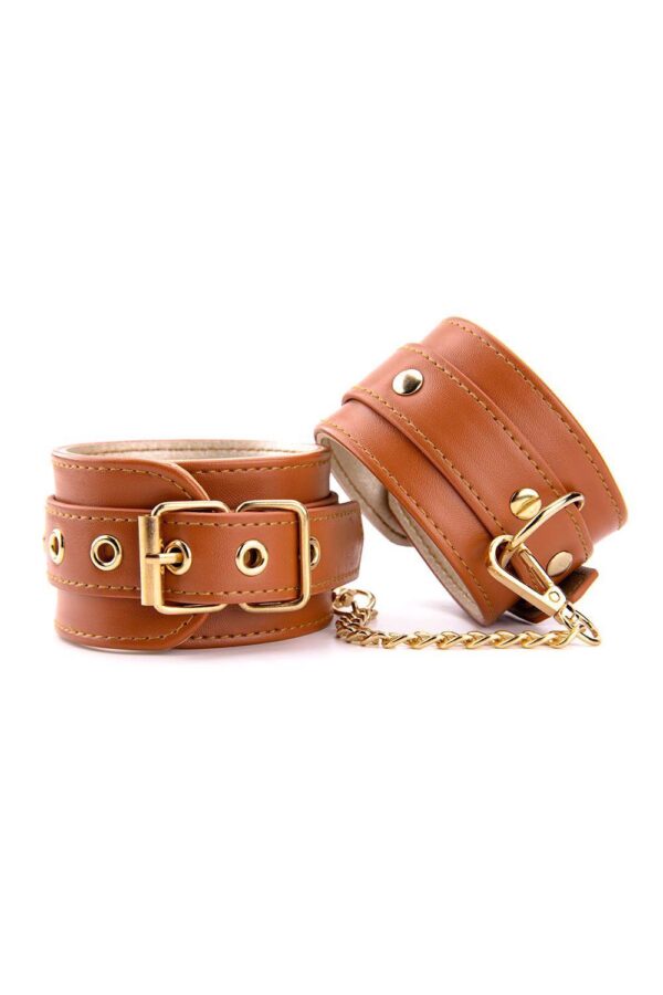 BLAZE ELITE HAND CUFFS COGNAC VEGAN LEATHER - obrazek 2
