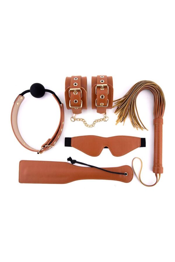 BLAZE ELITE BDSM SET COGNAC VEGAN LEATHER - obrazek 2