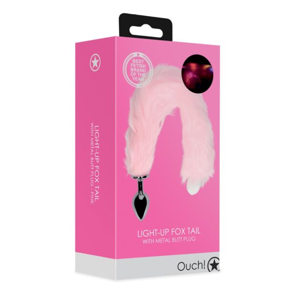 Light up Fox Tail with Metal Butt Plug - obrazek 2
