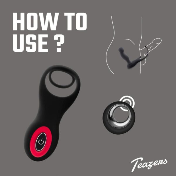 Teazers Cock & Ball Ring Prostate Vibrator with Remote Control - obrazek 2