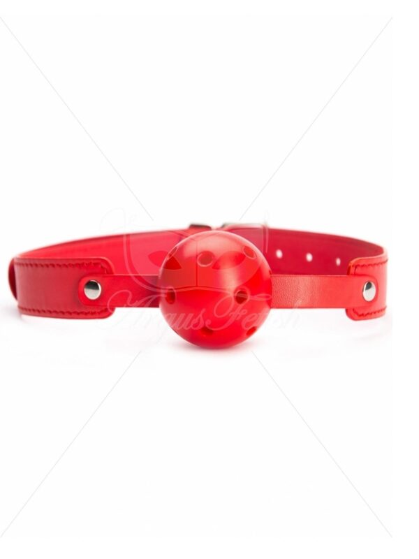 Red Breathable Ball Gag - obrazek 2