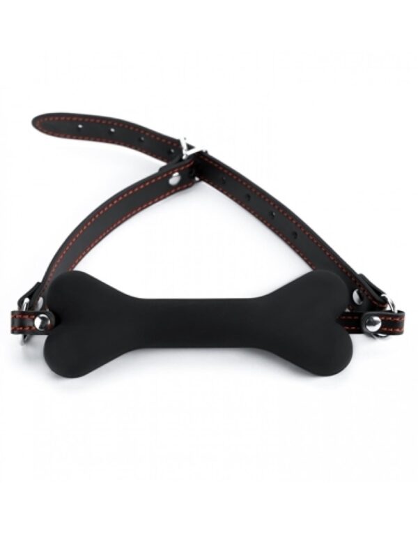 Black Silicone Bone Gag - obrazek 2