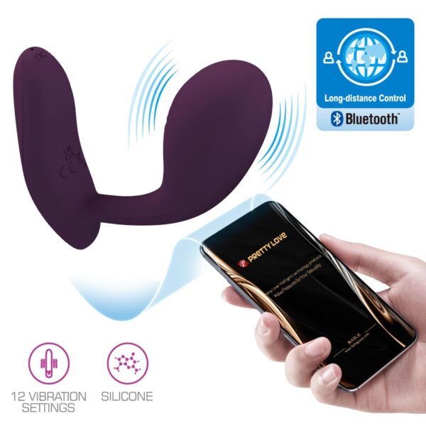 PRETTY LOVE   Baird Purple, 12 vibration functions Mobile APP Long distance Control - obrazek 2