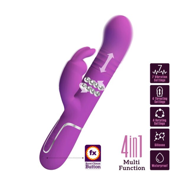 PRETTY LOVE   Coale Purple, 7 vibration functions 4 rotation functions 4 thrusting settings - obrazek 2