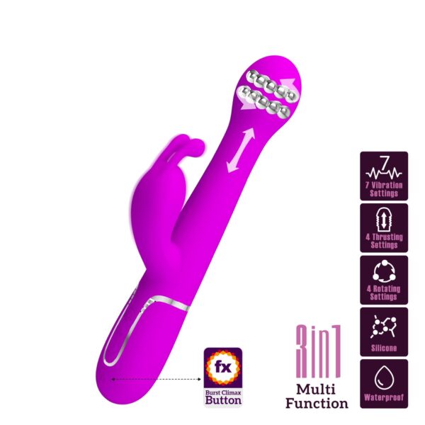 PRETTY LOVE   Dejon Twinkled Tenderness Purple, 7 vibration functions 4 thrusting settings 4 rotation functions - obrazek 2