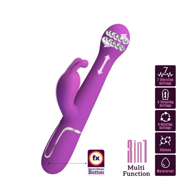 PRETTY LOVE   Dejon Purple, 7 vibration functions 4 thrusting settings 4 rotation functions - obrazek 2
