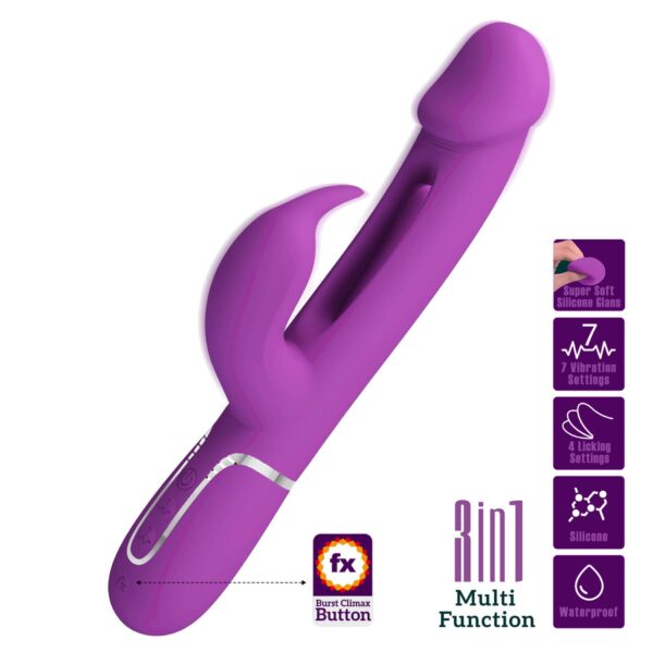 PRETTY LOVE   Kampas Purple, 7 vibration functions 4 licking settings - obrazek 2