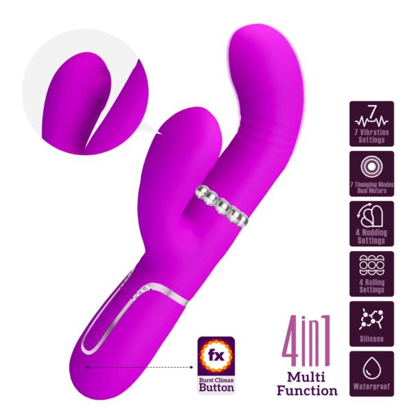 PRETTY LOVE   Mariana Purple, 7 vibration functions 7 thrusting settings, 4 rolling functions, 4 nodding functions - obrazek 2