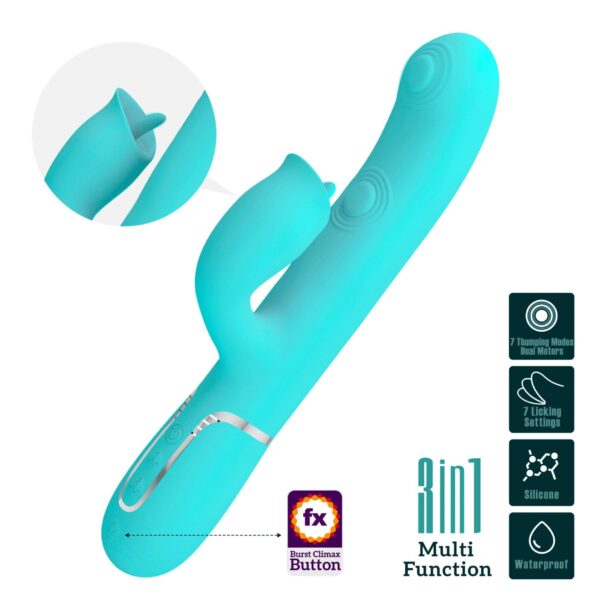 PRETTY LOVE   Gigi light blue, 7 thumping functions 7 licking modes - obrazek 2