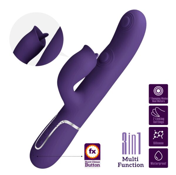 PRETTY LOVE   Gigi dark purple, 7 thumping functions 7 licking modes - obrazek 2