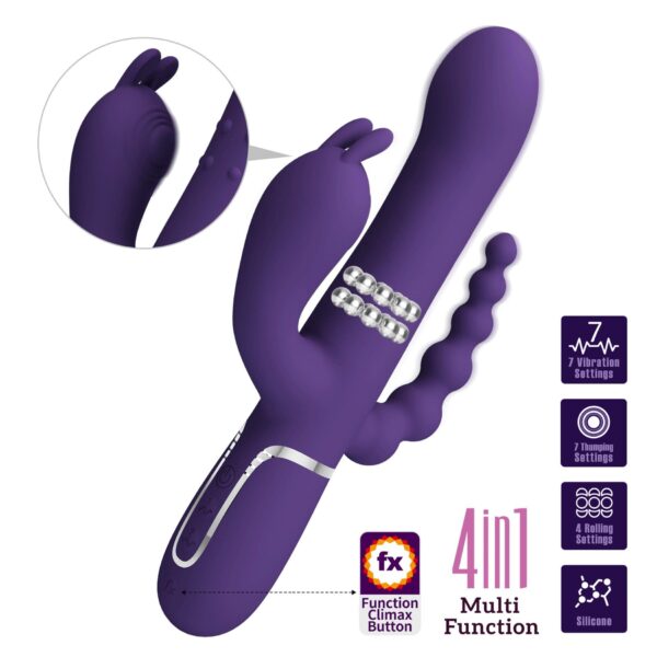 PRETTY LOVE   Cammy Dark Purple, Twinkled Tenderness, 7 thumping functions 7 vibration functions 4 rolling functions - obrazek 2