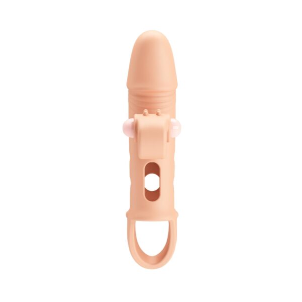 ROMANCE   Penis sleeve,  TPE material,vibration, battery LR41*3, Flesh - obrazek 2