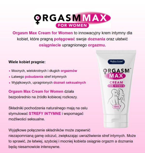 Żel/sprej   Orgasm Max cream for women 50 ml - obrazek 2