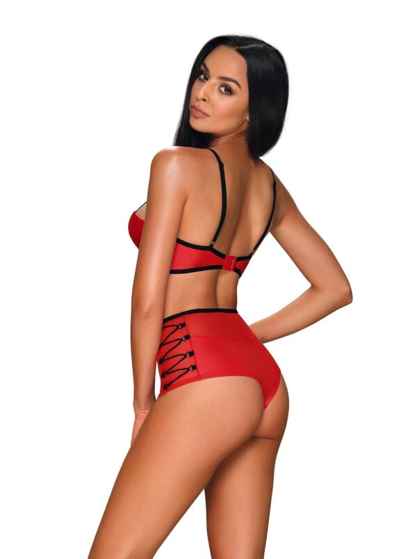 Bielizna  Leatheria komplet 2 częściowy czerwony L/XL - obrazek 2