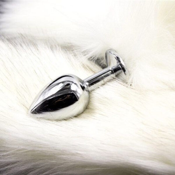 Plug anale con coda Long Fox Tail bianca - obrazek 2