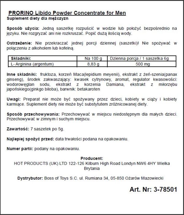 Supl.diety ERO PRORINO black line potency powder concentrate - obrazek 2