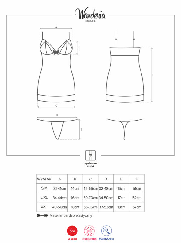 Bielizna Wonderia koszulka i stringi  S/M - obrazek 2