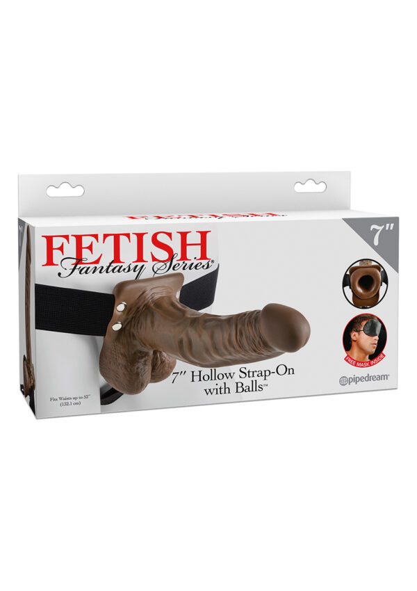 7 inch Hollow Strap On Balls Brown skin tone - obrazek 2