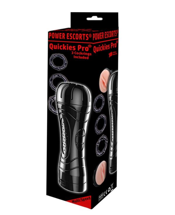 Quickes Pro   Vibrating masturbator + 3 pack cockring - obrazek 2