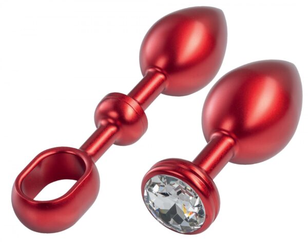 MALESATION Alu Plug with handle & crystal large, red - obrazek 2
