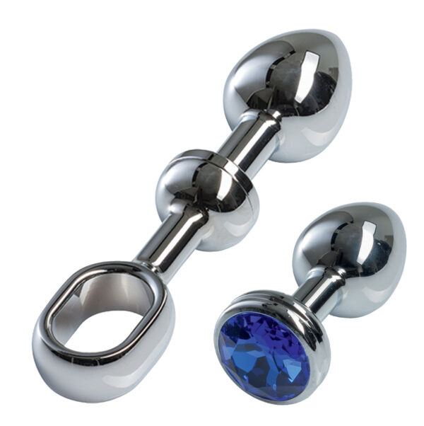 MALESATION Alu Plug with handle & crystal small, chrome - obrazek 2