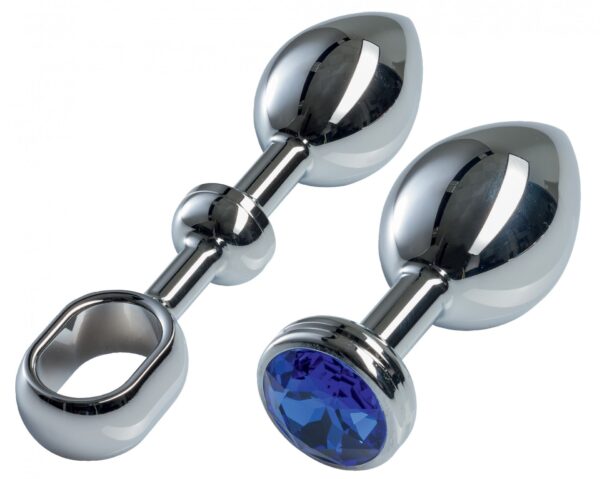 MALESATION Alu Plug with handle & crystal large, chrome - obrazek 2
