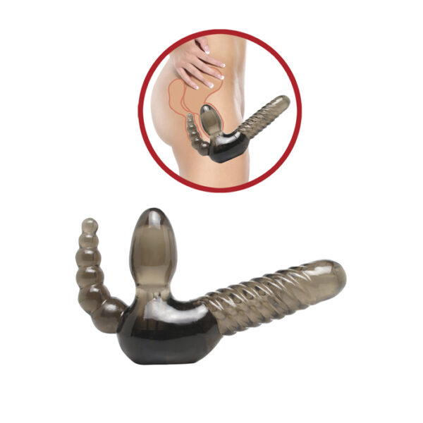 Strap On with Anal Stimulator Grey - obrazek 2