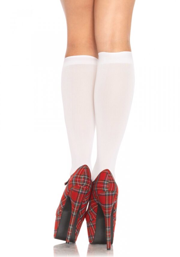 Nylon Knee Highs White - obrazek 2