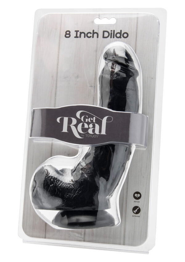 Dildo 8 inch with Balls Black - obrazek 2