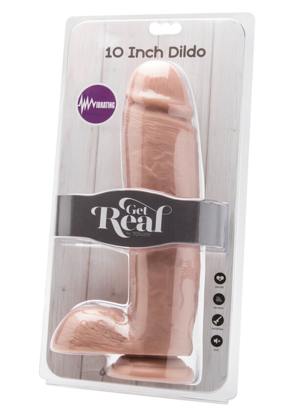 Dildo 10 in. w/ Balls Vibrator Light skin tone - obrazek 2