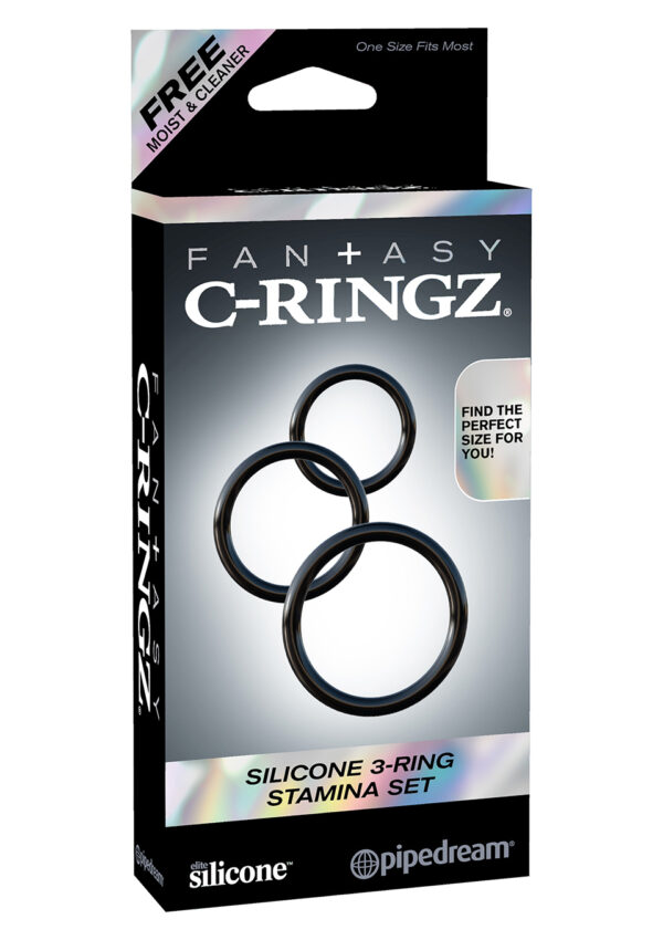 Silicone 3 Ring Stamina Set Black - obrazek 2