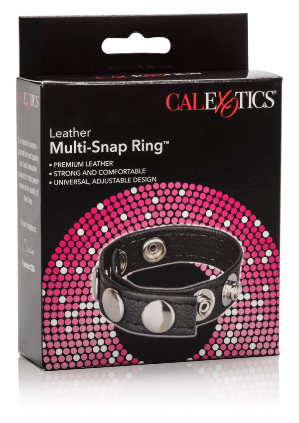 Leather Multi Snap Ring Black - obrazek 2