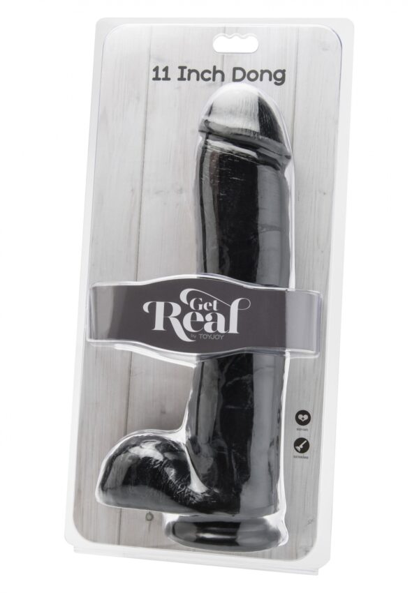 Dildo 11 inch with Balls Black - obrazek 2