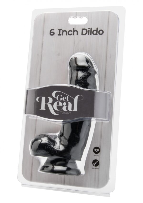 Dildo 6 inch with Balls Black - obrazek 2