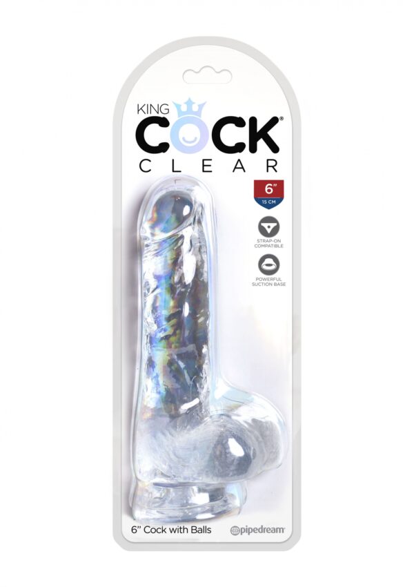 King Cock 6 Inch Cock w Balls Transparent - obrazek 2