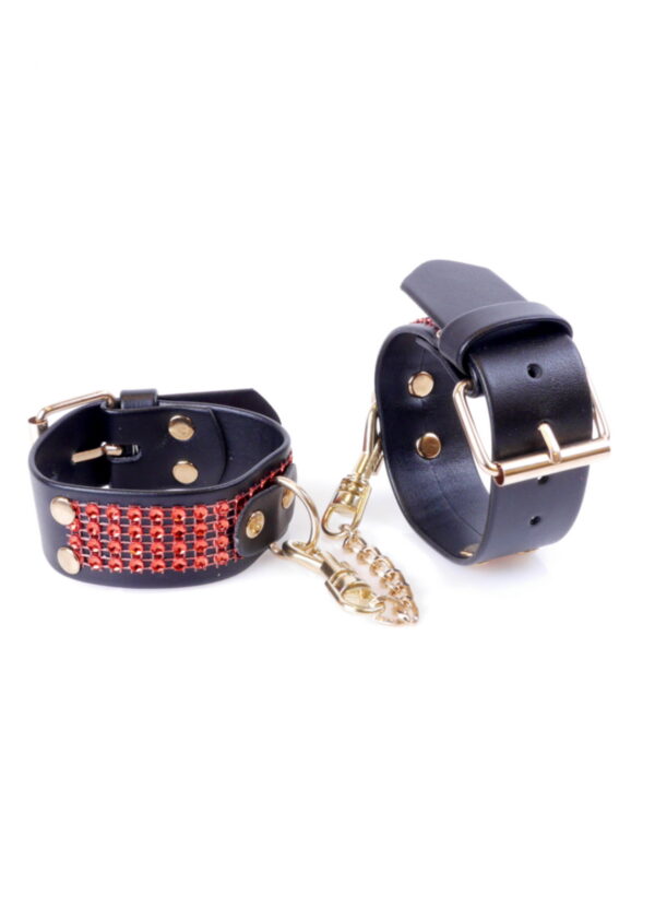 Fetish B   Series Handcuffs with cristals 3 cm Red Line - obrazek 2