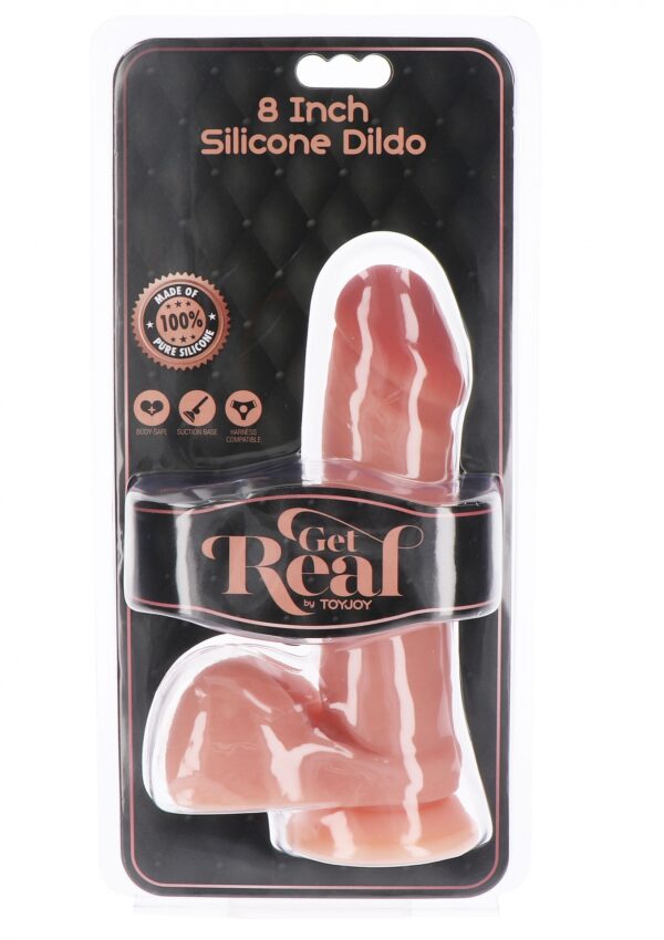 Silicone Dildo 8 Inch w Balls Light skin tone - obrazek 2