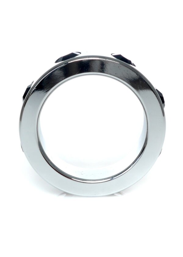 Pierścień Metal Cock Ring with Black Diamonds Medium - obrazek 2