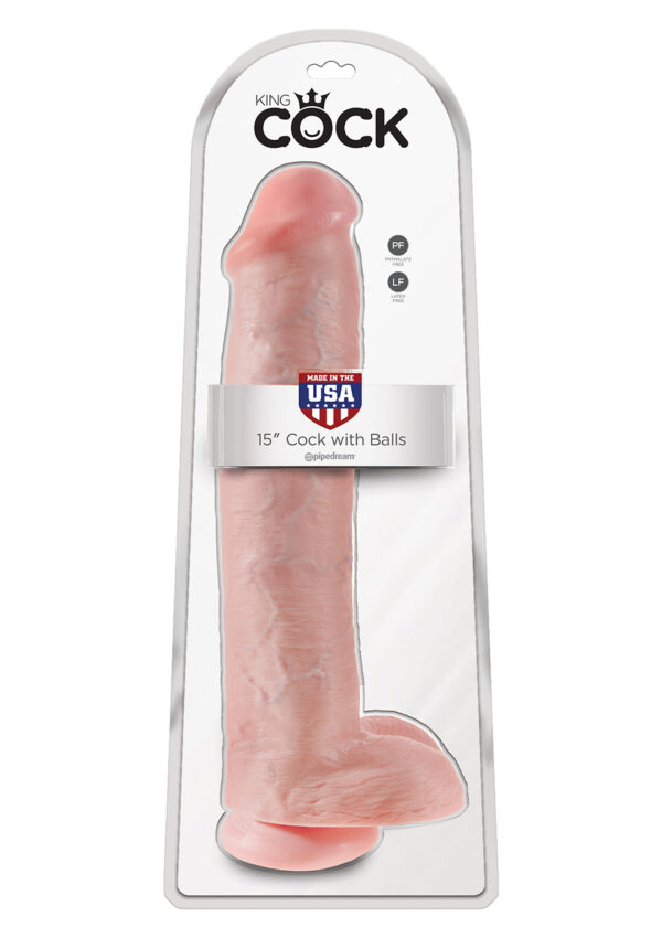 King Cock 15Inch With Balls Light skin tone - obrazek 2