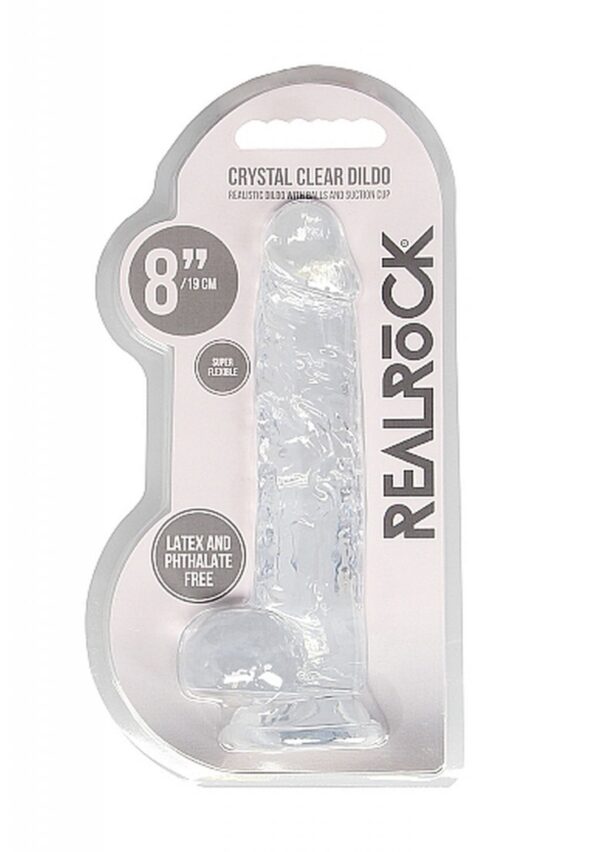 8 / 20 cm Realistic Dildo With Balls   Transparent - obrazek 2