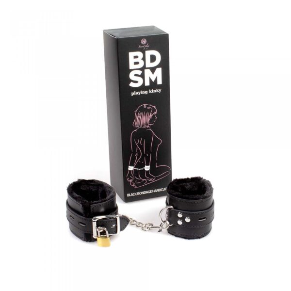Kajdanki Black Bondage Handcuffs BDSM - obrazek 2