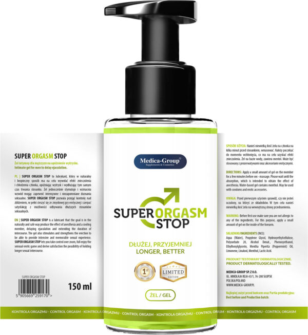 Żel Super Orgasm Stop   Żel 150 ml - obrazek 2