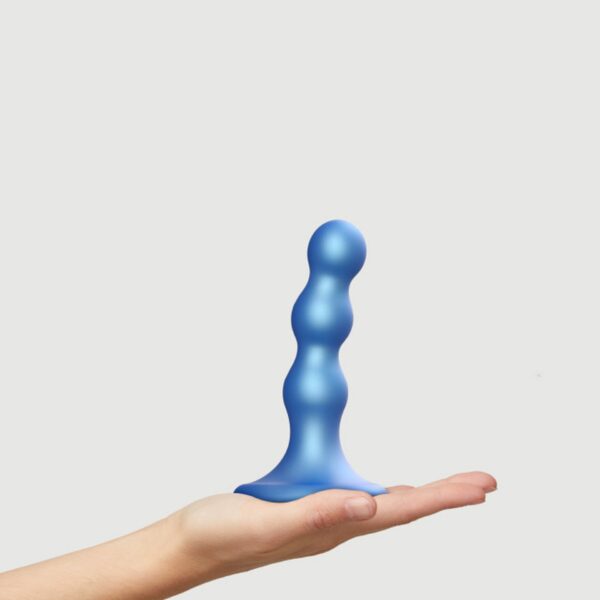 DILDO PLUG BALLS METALLIC BLUE   S - obrazek 2