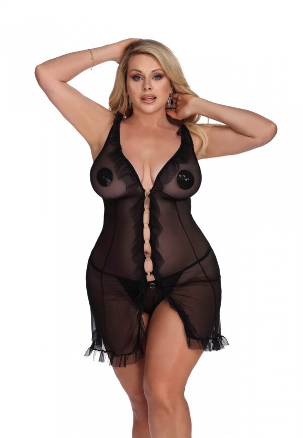 DIXIE black chemise L+ (czarna halka) - obrazek 2