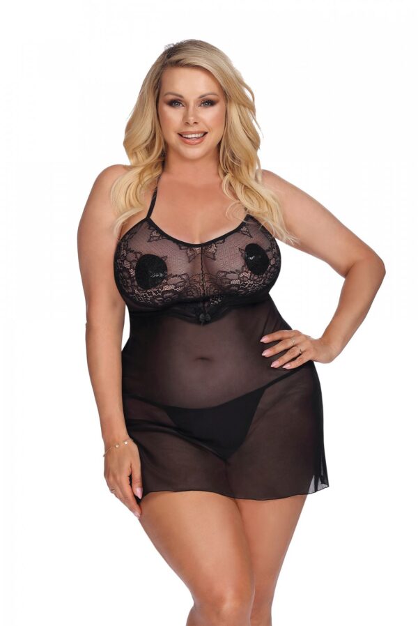 LIVA black chemise XXL+ (czarna halka) - obrazek 2