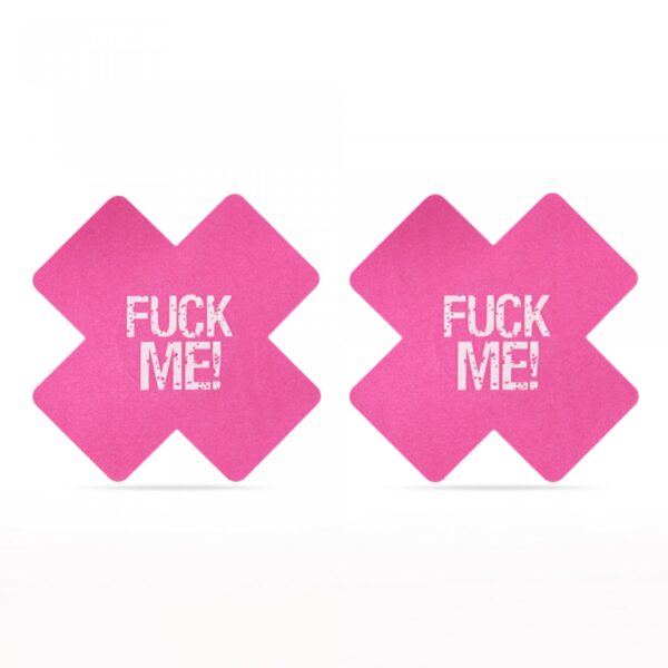 FUCK ME Cross Pattern Nipple Pasties (2 Pack) - obrazek 2